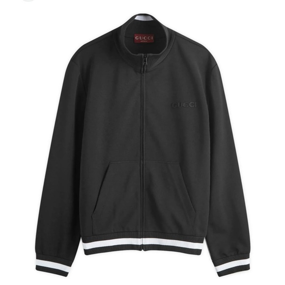 Gucci embroidered logo technical jersey zip jacket size XL made in Italy